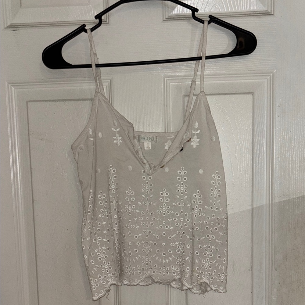 Abound White Embellished Sleeveless Crop Camisole